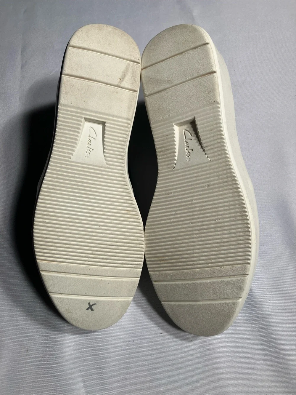 Clarks Black Textured Slip-On Loafers with White Sole